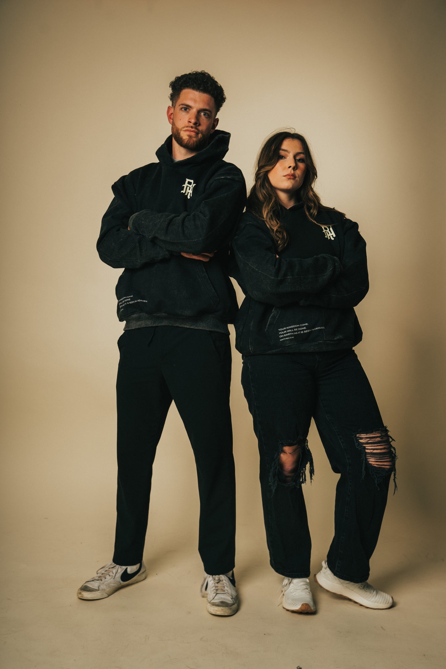Runway in Heaven Black Acid Washed Angel Hoodie