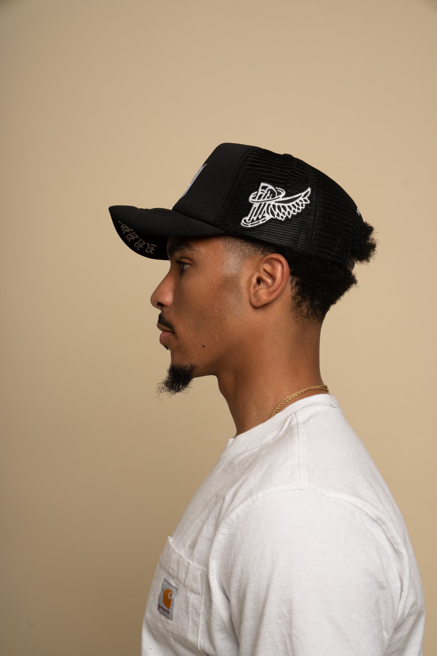 Runway in Heaven Patch Embroidered Trucker Hat - Black