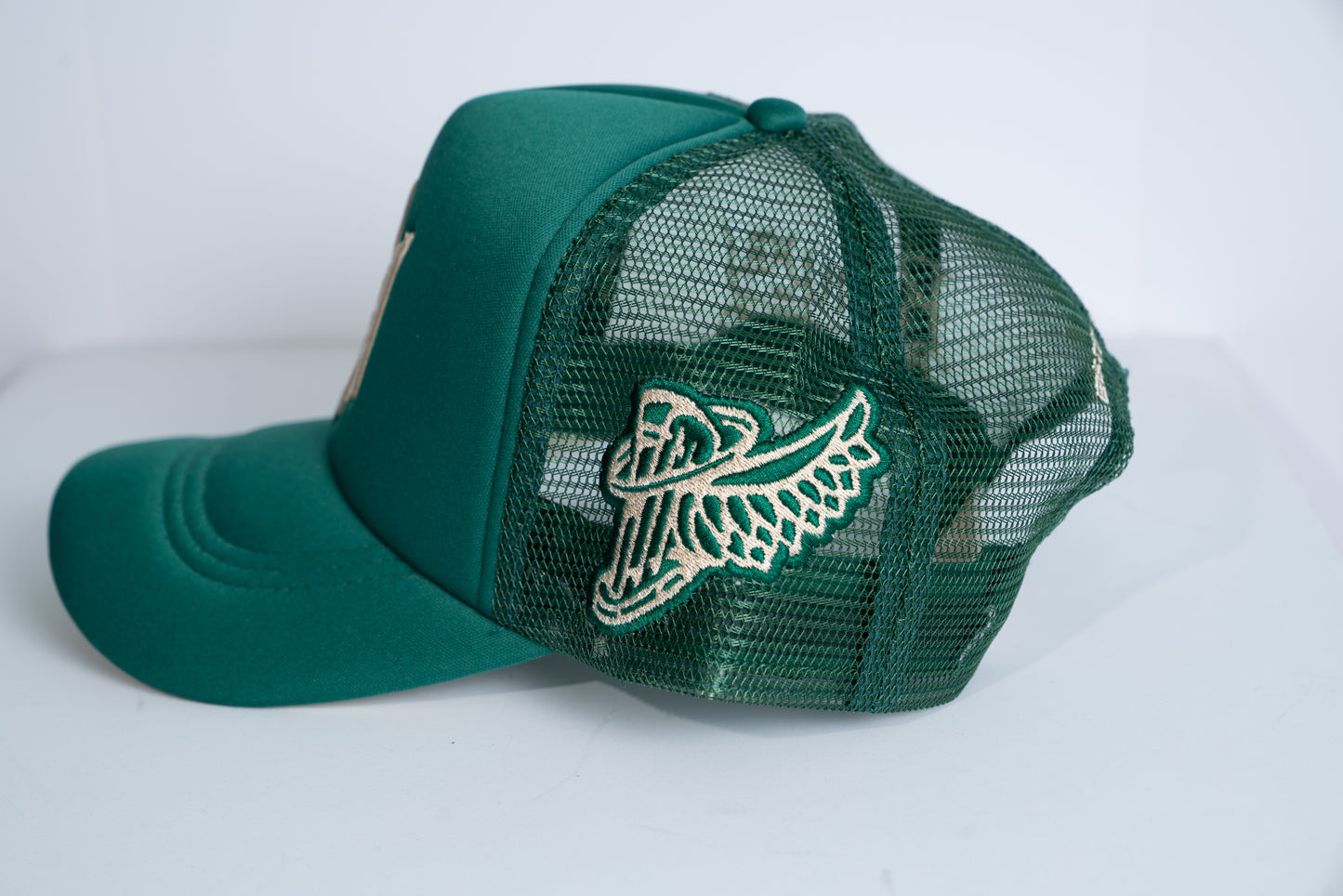 Runway in Heaven Patch Embroidered Trucker Hat - Green