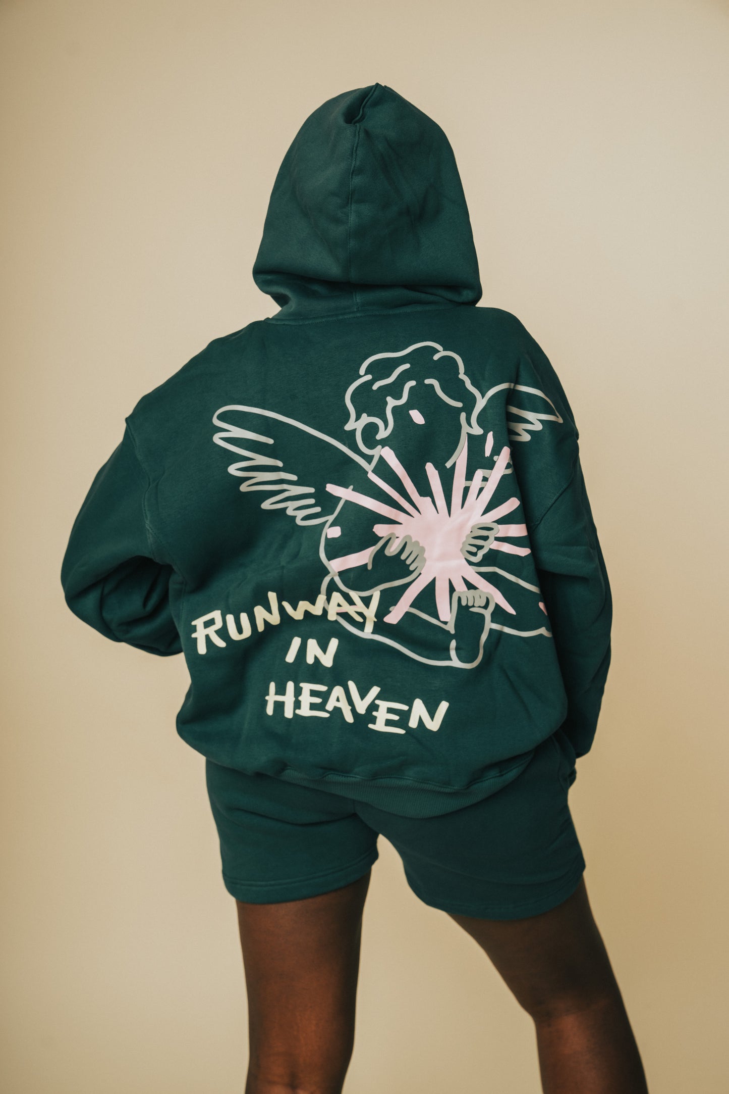 Runway in Heaven Green Angel Hoodie